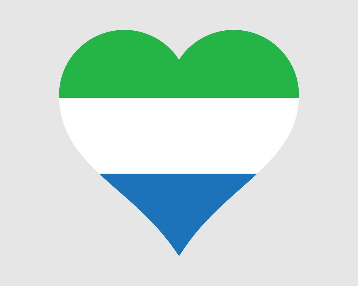 Sierra Leone Heart Flag. Sierra Leonean Love Shape Country Nation National Flag. Republic of Sierra Leone Banner Icon Sign Symbol. EPS Vector Illustration.