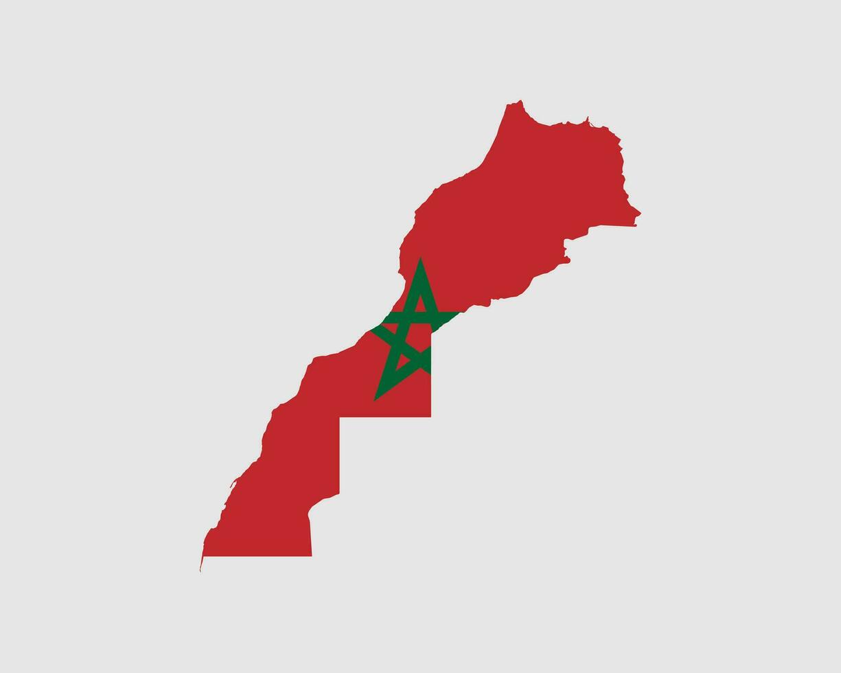 Morocco Flag Map. Map of the Kingdom of Morocco with the Moroccan country banner. Vector Illustration.