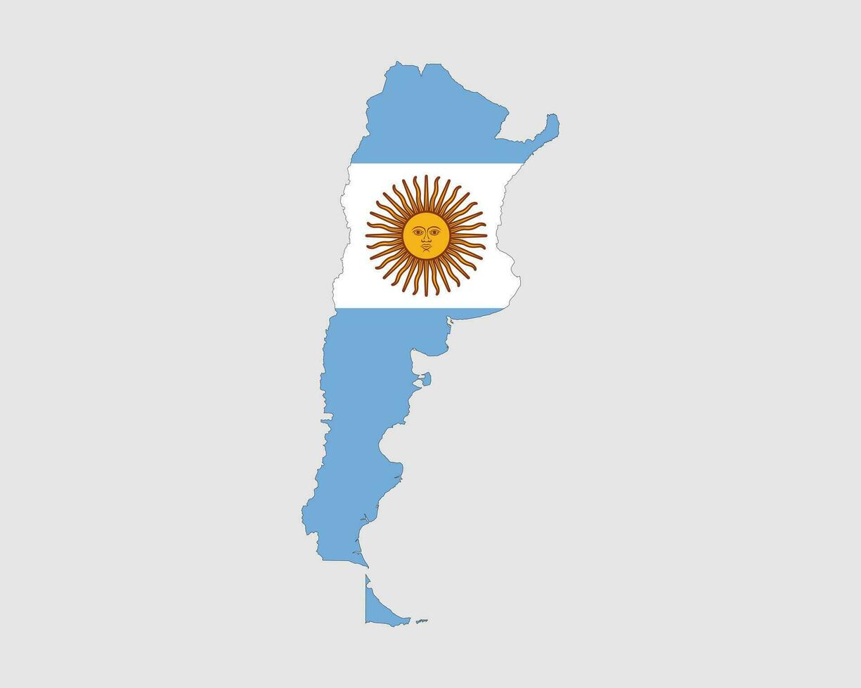 Argentinian Map Flag. Map of Argentina with the country flag of Argentina. Vector illustration.