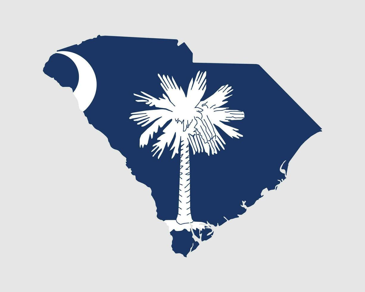 South Carolina Map Flag. Map of SC, USA with the state flag. United States, America, American, United States of America, US State Banner. Vector illustration.