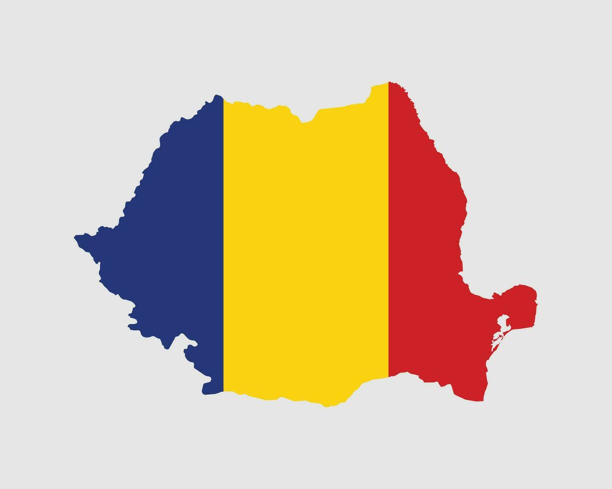 Romania Flag Map. Map of Romania with the Romanian country banner. Vector Illustration.