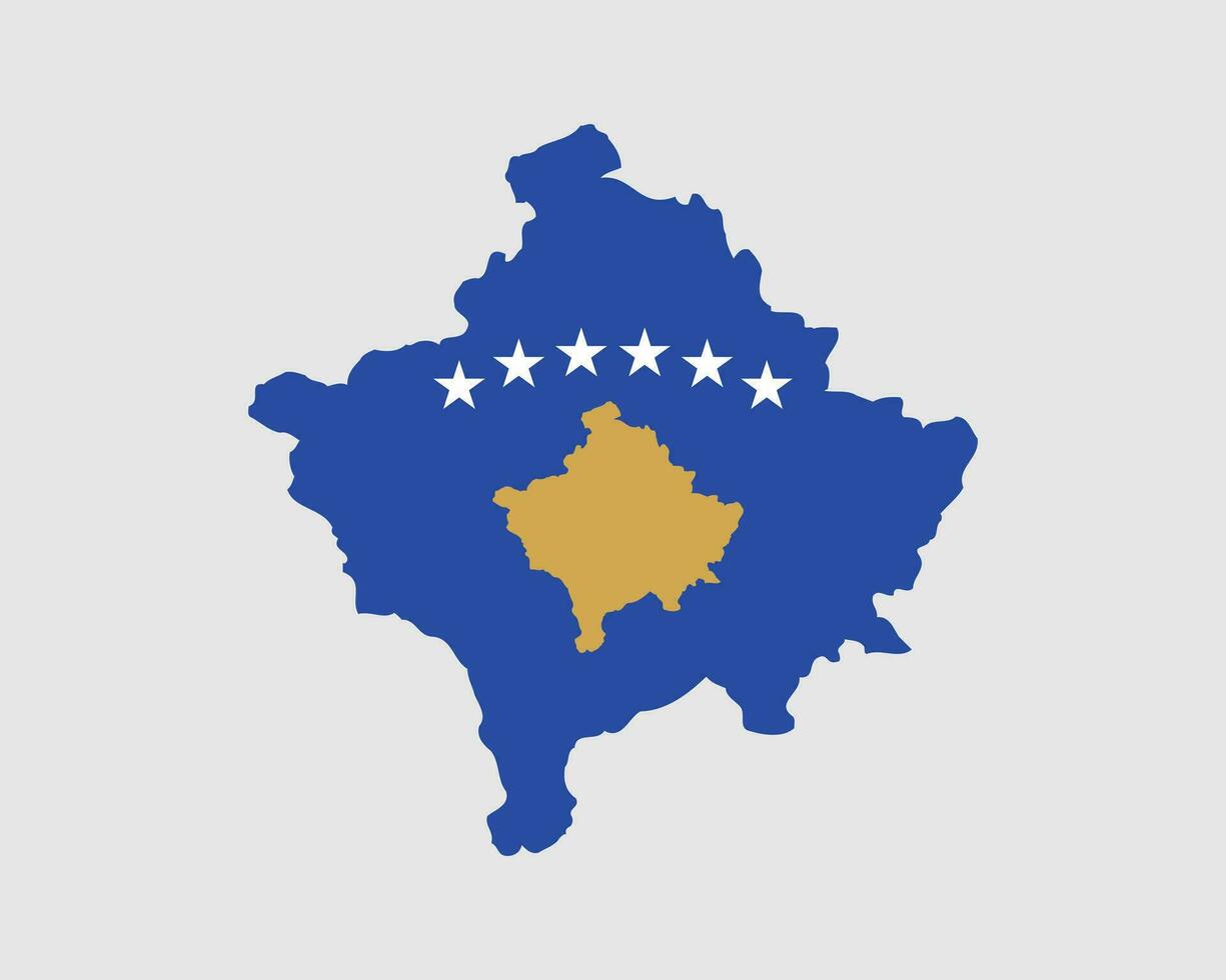 Kosovo Map Flag. Map of the Republic of Kosovo with country banner. Kosovar Kosovan Map Flag Vector Illustration.