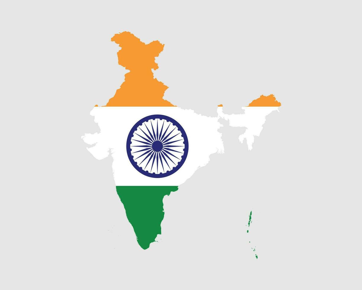 India Map Flag. Map of the Republic of India with the Indian country banner. Vector Illustration.