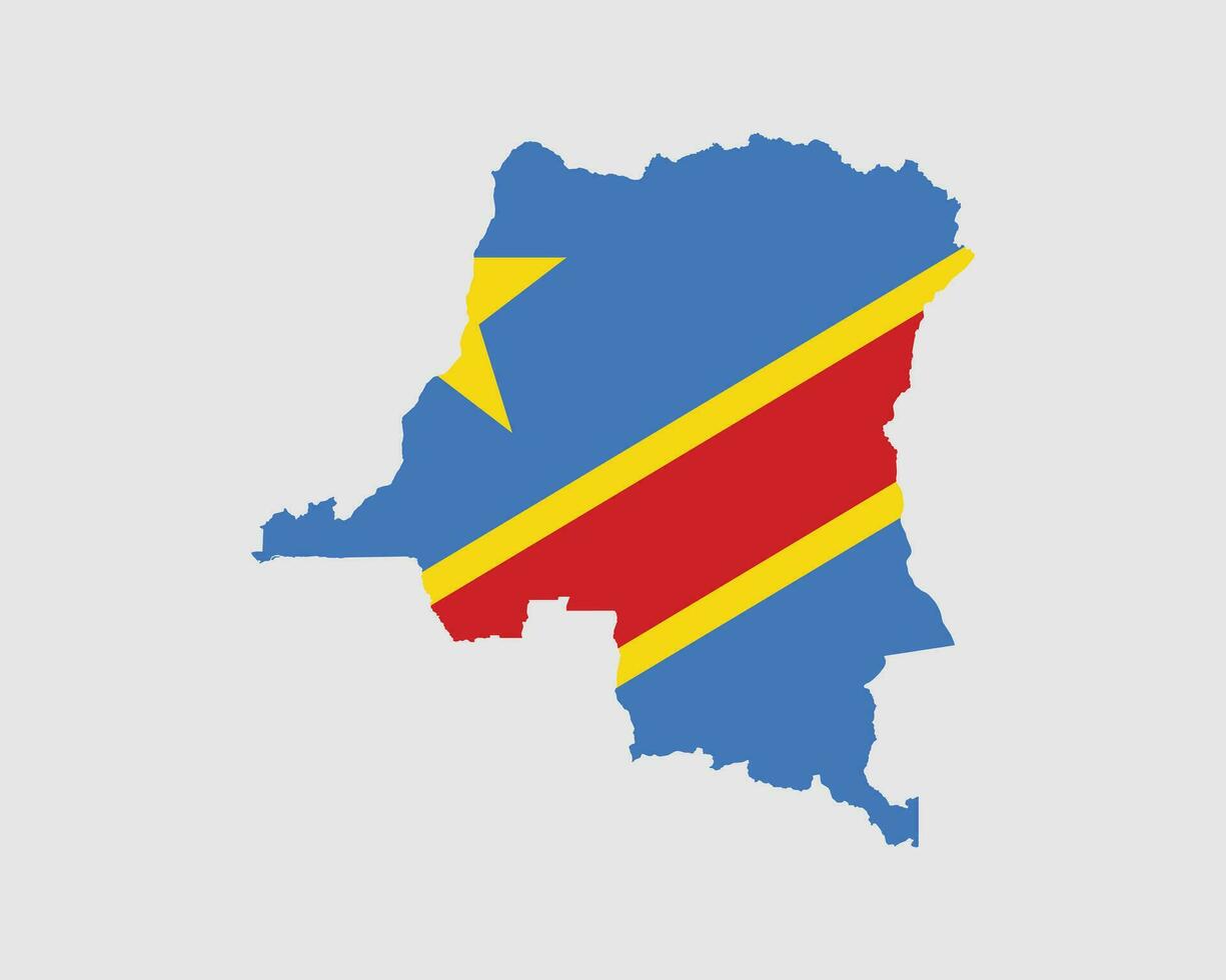 Democratic Republic of the Congo Map Flag. Map of DRC with the Congolese country banner. Vector Illustration.