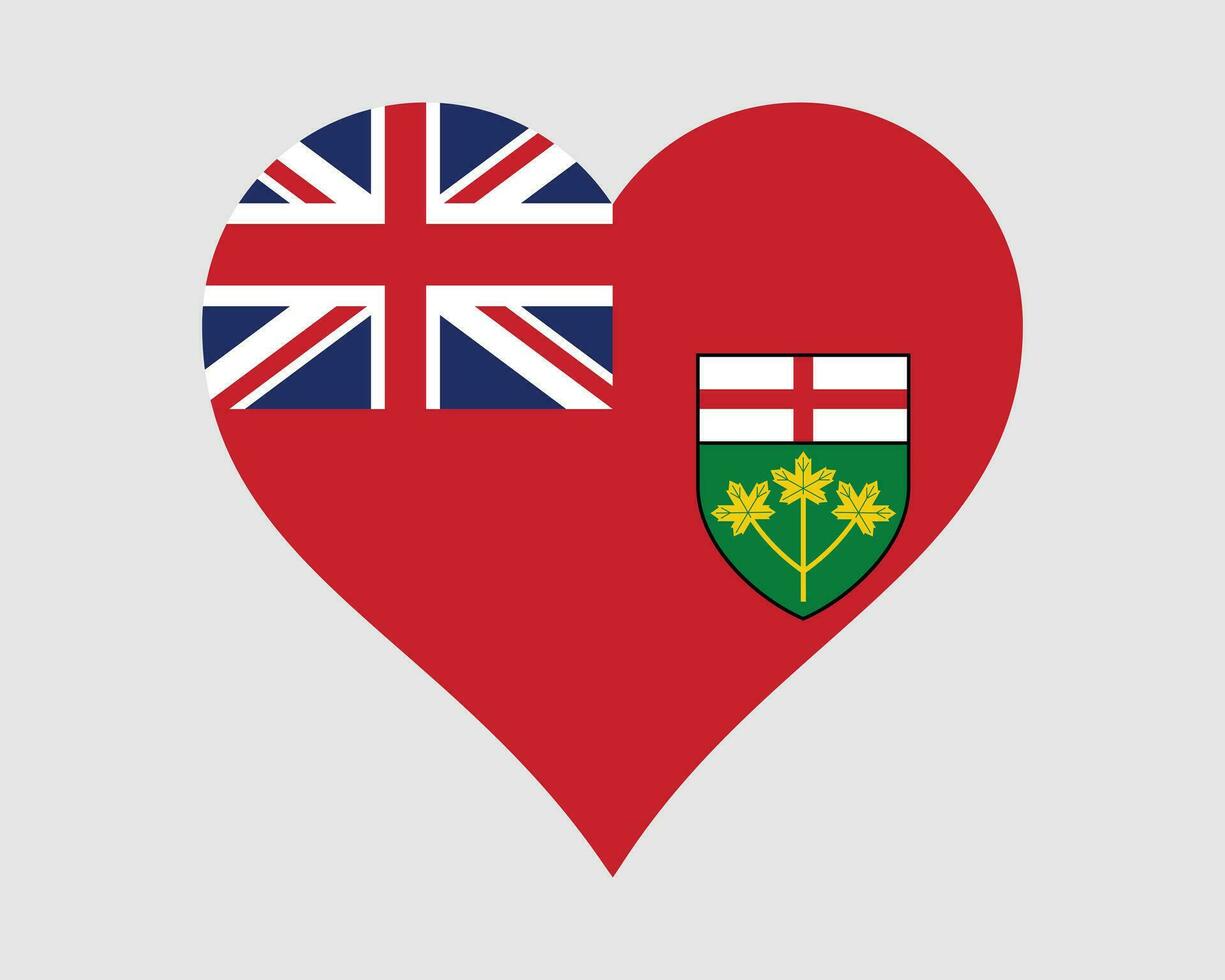 Ontario Canadá corazón bandera. en canadiense amor forma provincia bandera. Ontario bandera icono firmar símbolo clipart. eps vector ilustración.