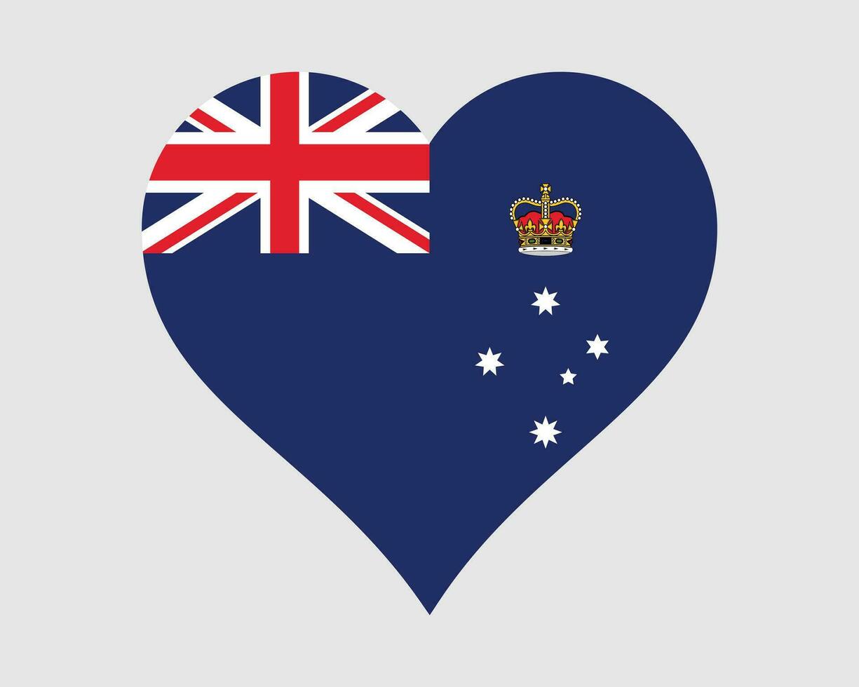 victoria Australia corazón bandera. vic victoriano amor forma bandera. australiano estado bandera icono firmar símbolo clipart. eps vector ilustración.