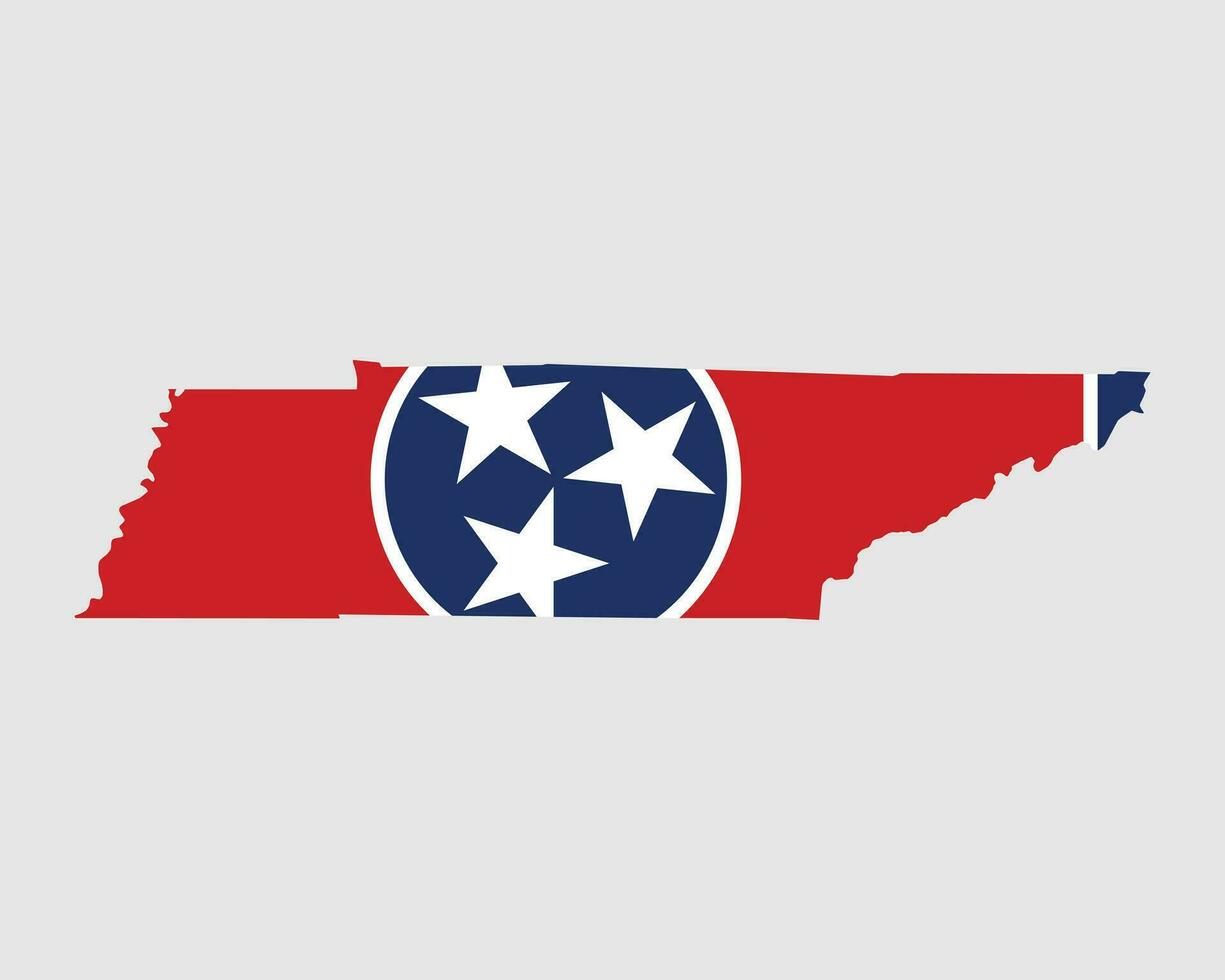 Tennessee Map Flag. Map of TN, USA with the state flag. United States, America, American, United States of America, US State Banner. Vector illustration.