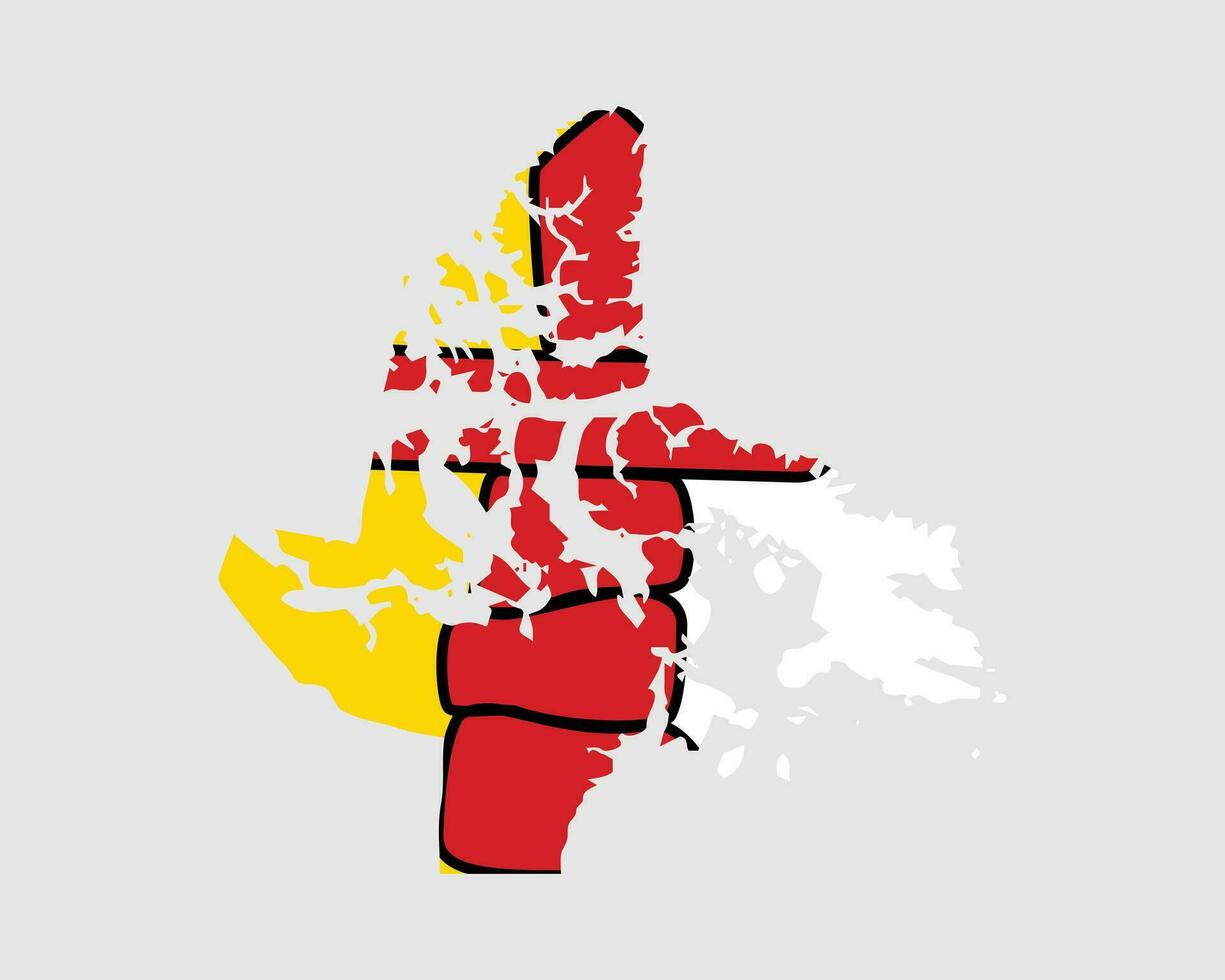 Nunavut Map Flag. Map of NU, Canada with flag. Canadian Province. Vector illustration Banner.