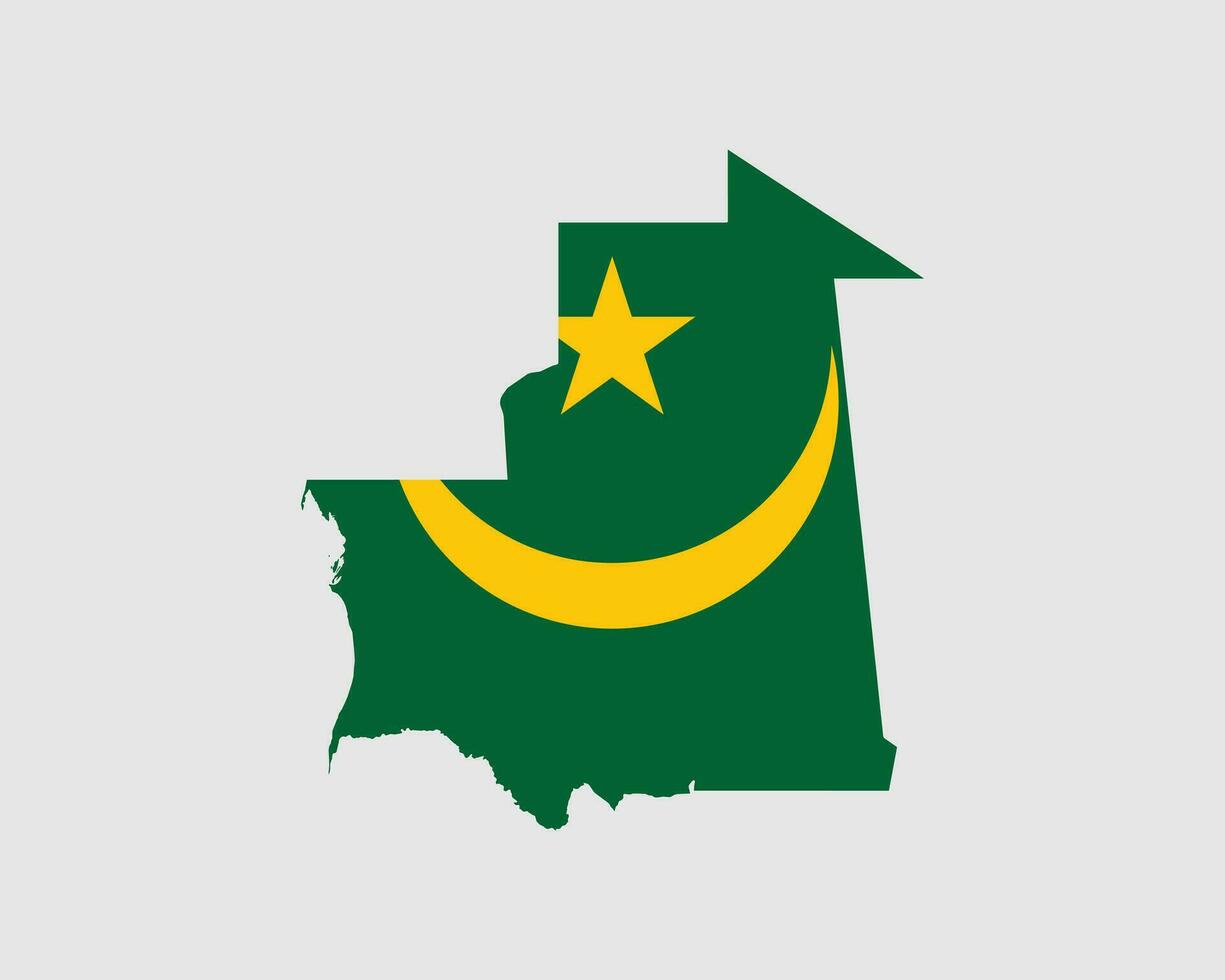 Mauritania mapa bandera. mapa de el islámico república de Mauritania con el mauritano país bandera. vector ilustración.