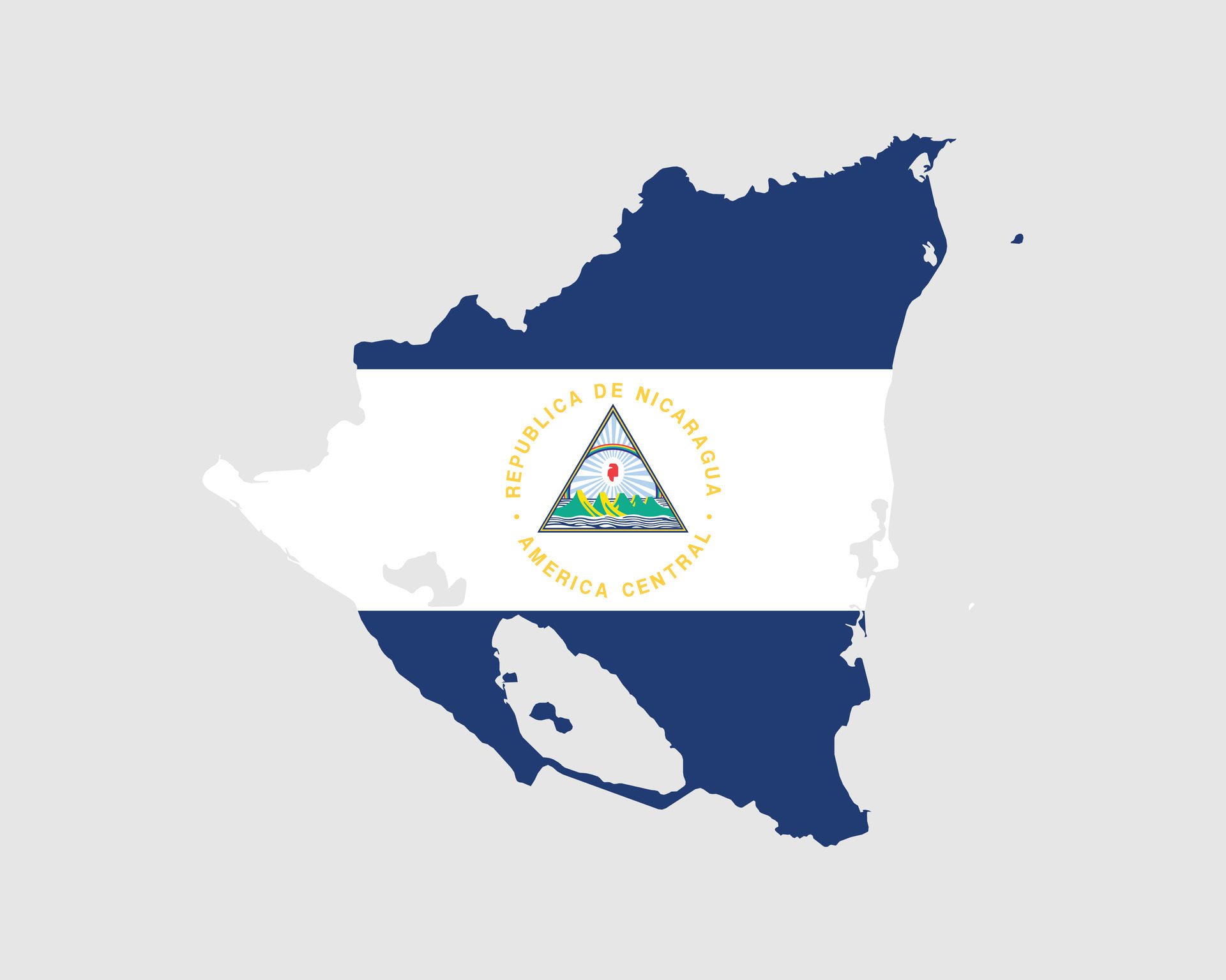 Nicaragua Flag Map. Map of the Republic of Nicaragua with the ...