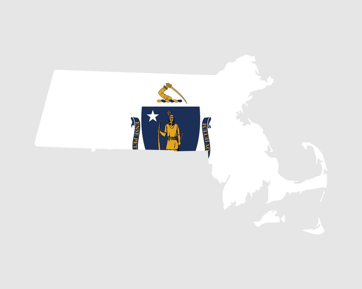 Massachusetts mapa bandera. mapa de mamá, Estados Unidos con el estado bandera. unido estados, America, americano, unido estados de America, nosotros estado bandera. vector ilustración.