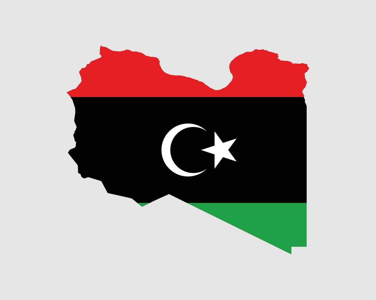 Libya Map Flag. Map of the State of Libya with the Libyan country banner. Vector Illustration.