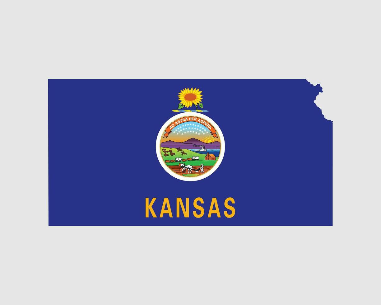 Kansas mapa bandera. mapa de Kansas, Estados Unidos con el estado bandera. unido estados, America, americano, unido estados de America, nosotros estado bandera. vector ilustración.