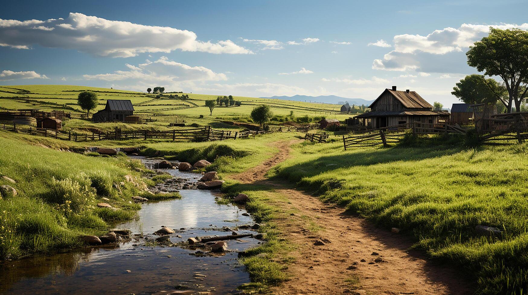 farm in sub urban at afternoon, ultra realistic, smooth lighting made by photo