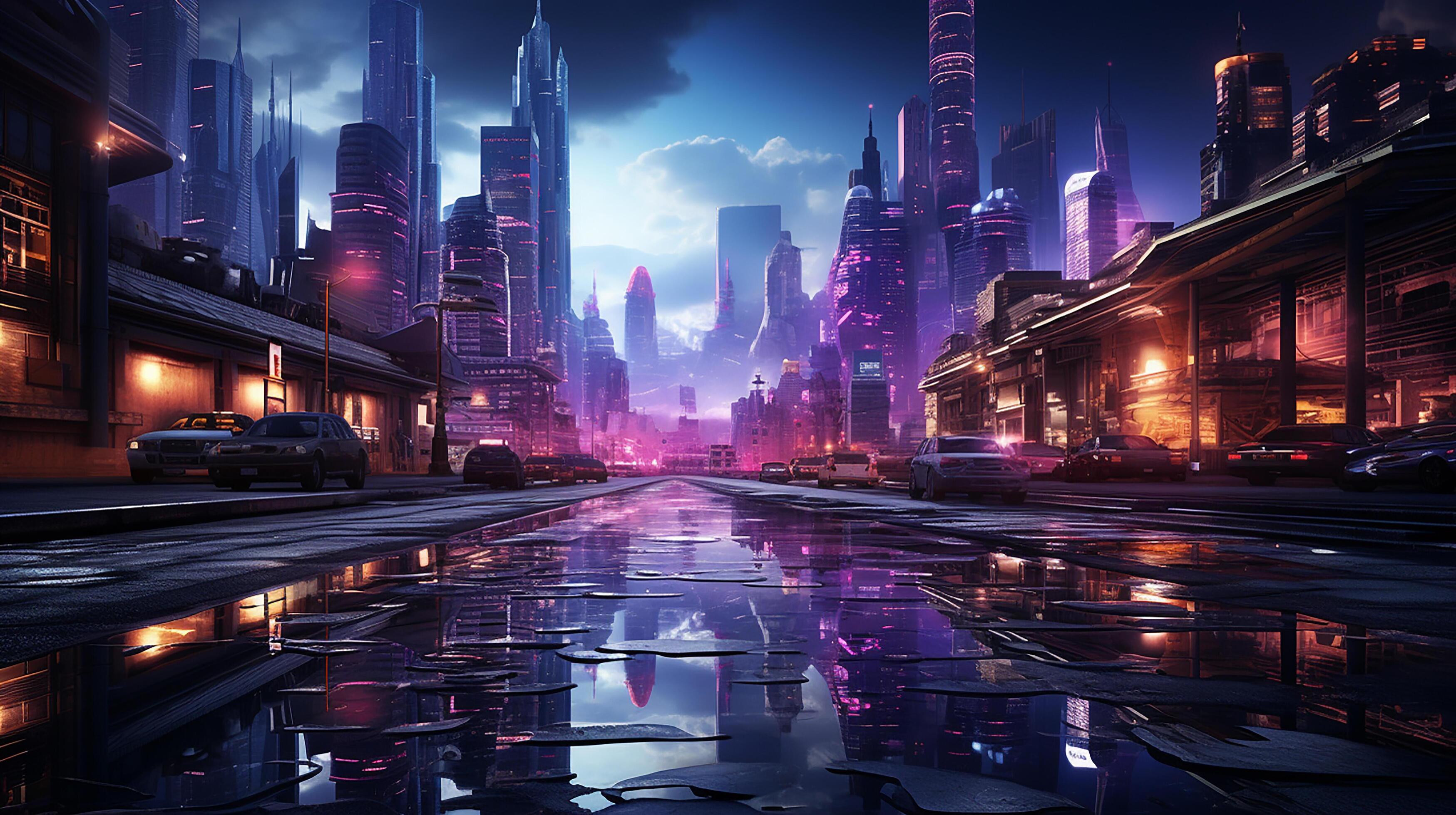 AI Generated Aesthetic cyberpunk style city street at night Wallpaper Mobile  (15) - Photo #718 -  - Free Stock Photos , Copyright Free &  Unlimited Downloads