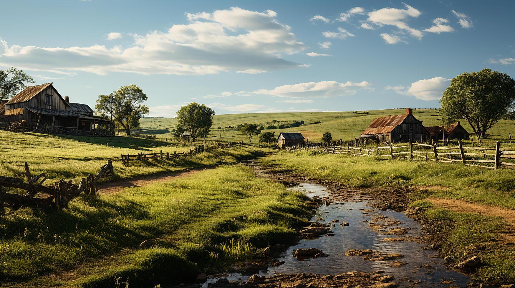 farm in sub urban at afternoon, ultra realistic, smooth lighting made by photo