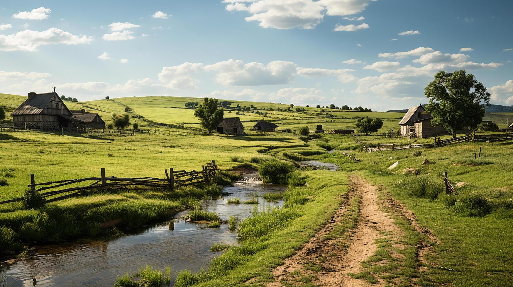 farm in sub urban at afternoon, ultra realistic, smooth lighting made by photo