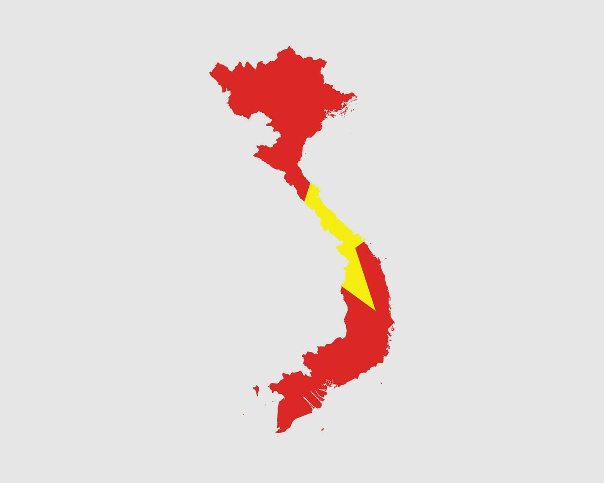 Vietnam Flag Map. Map of the Socialist Republic of Vietnam with the Vietnamese country banner. Vector Illustration