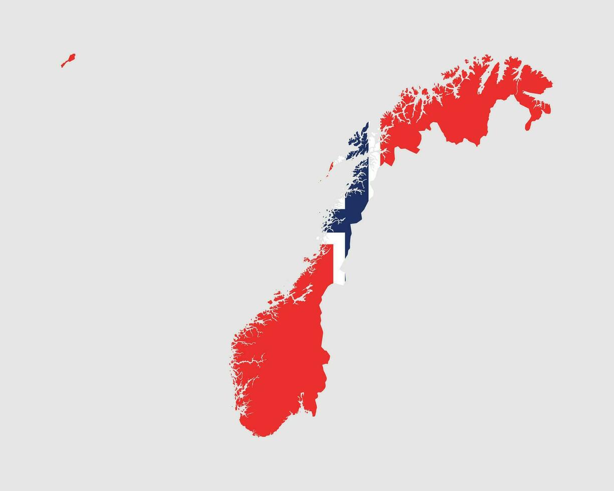 Norway Flag Map. Map of the Kingdom of Norway with the Norwegian country banner. Vector Illustration.