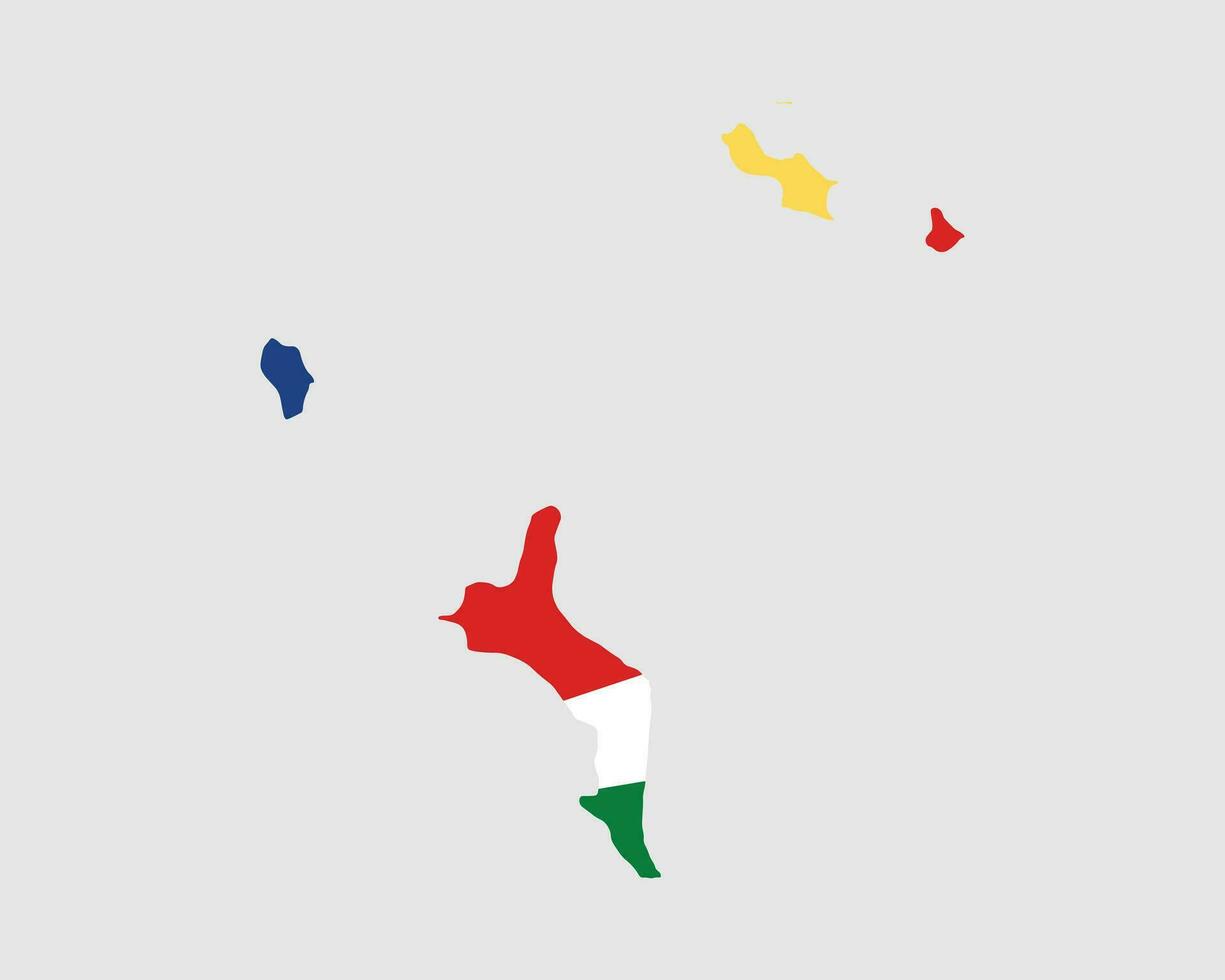 Seychelles Flag Map. Map of the Republic of Seychelles with the Seychellois country banner. Seychelloise Seselwa Vector Illustration.