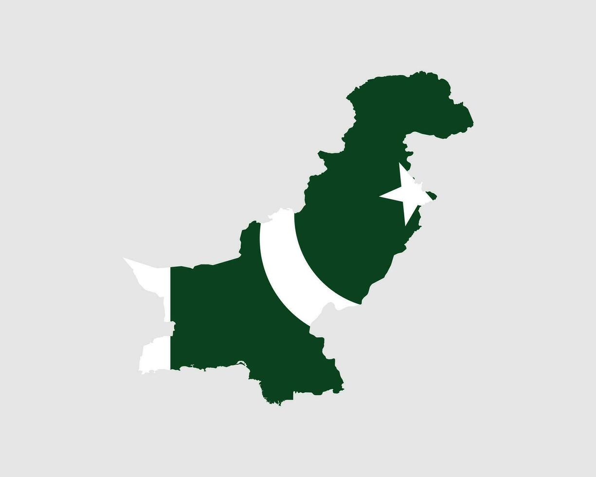 Pakistan Flag Map. Map of the Islamic Republic of Pakistan with the Pakistani country banner. Vector Illustration.