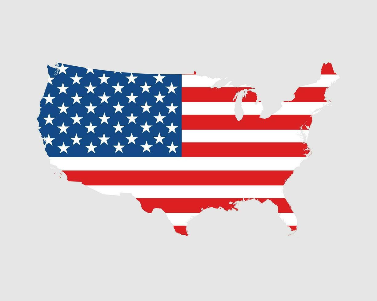 unido estados de America Estados Unidos bandera mapa. mapa de EE.UU con el americano país bandera. vector ilustración.