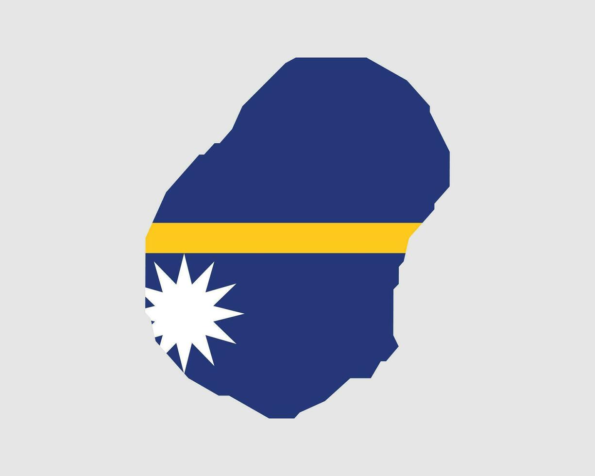 Nauru Flag Map. Map of the Republic of Nauru with the Nauruan country banner. Vector Illustration.