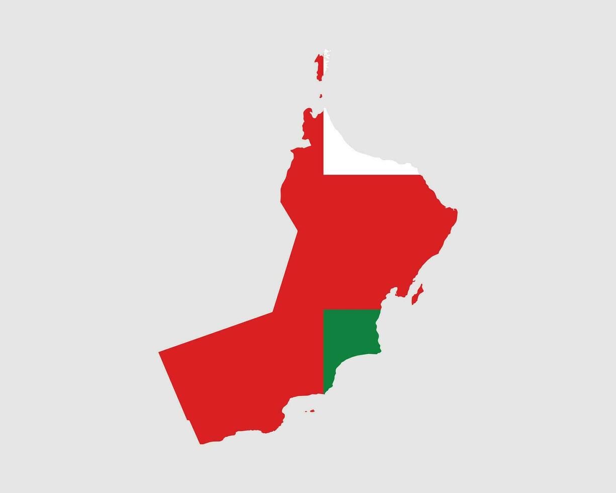 Oman Flag Map. Map of the Sultanate of Oman with the Omani country banner. Vector Illustration.