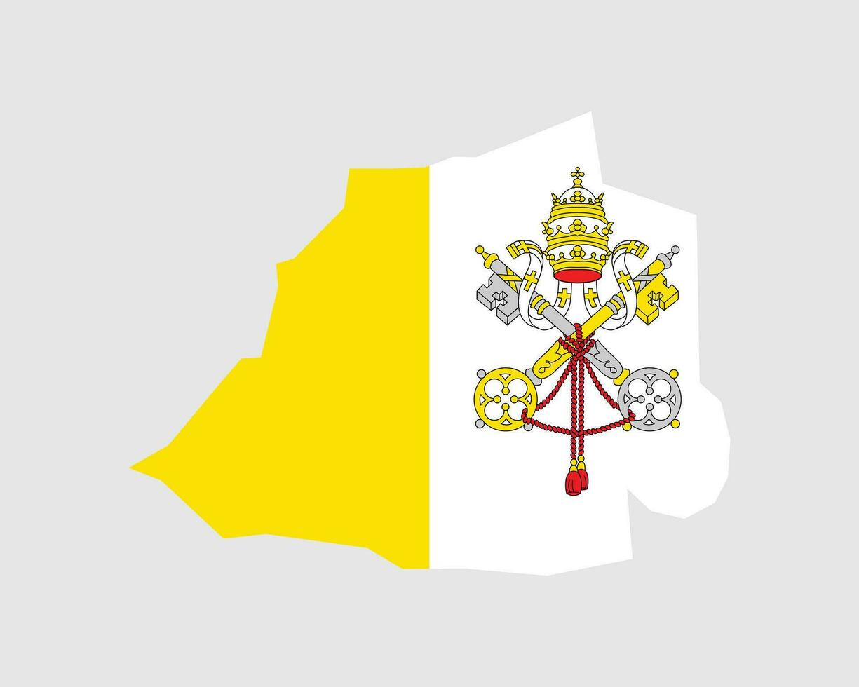 Vatican City Flag Map. Map of the Vatican City State country banner. Vector Illustration.