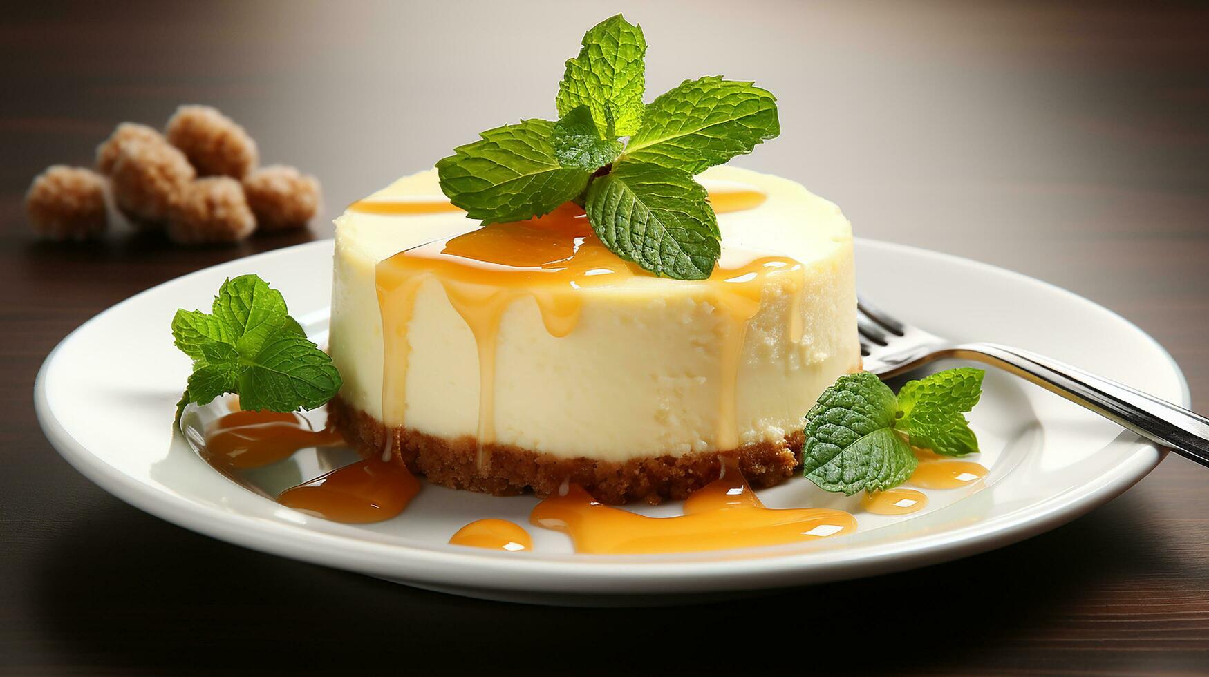 cheesecake dish with white plate in white background AI generate photo