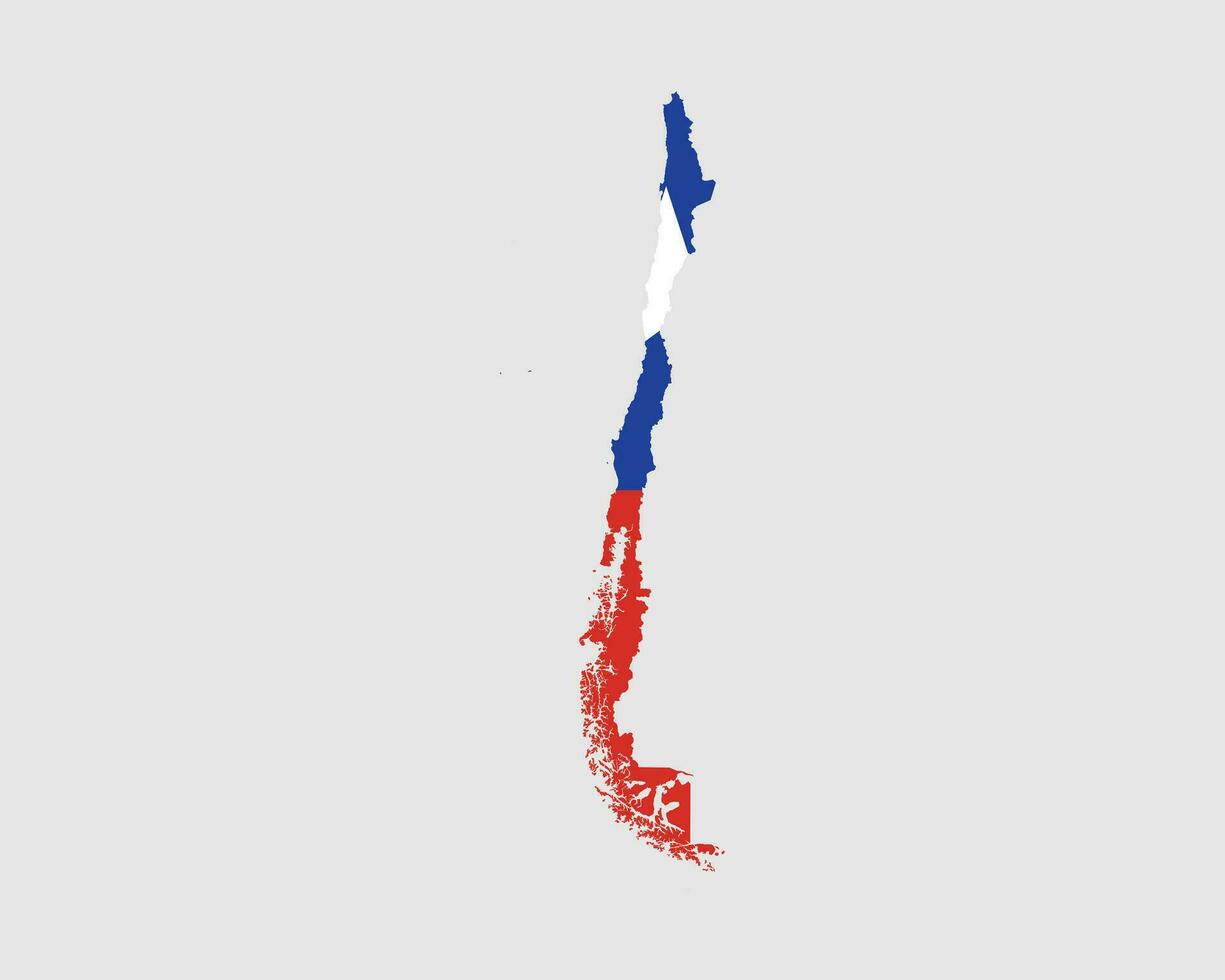 Chile Map Flag. Map of Chile with the Chilean Country Flag. Vector Illustration.