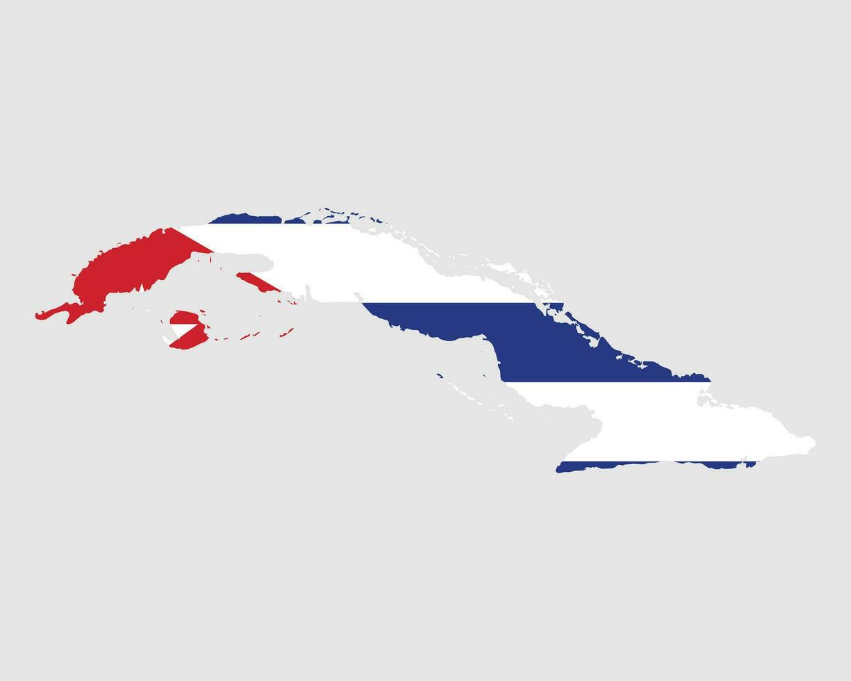 Cuba Map Flag. Map of Cuba with the Cuban country banner. Vector Illustration.