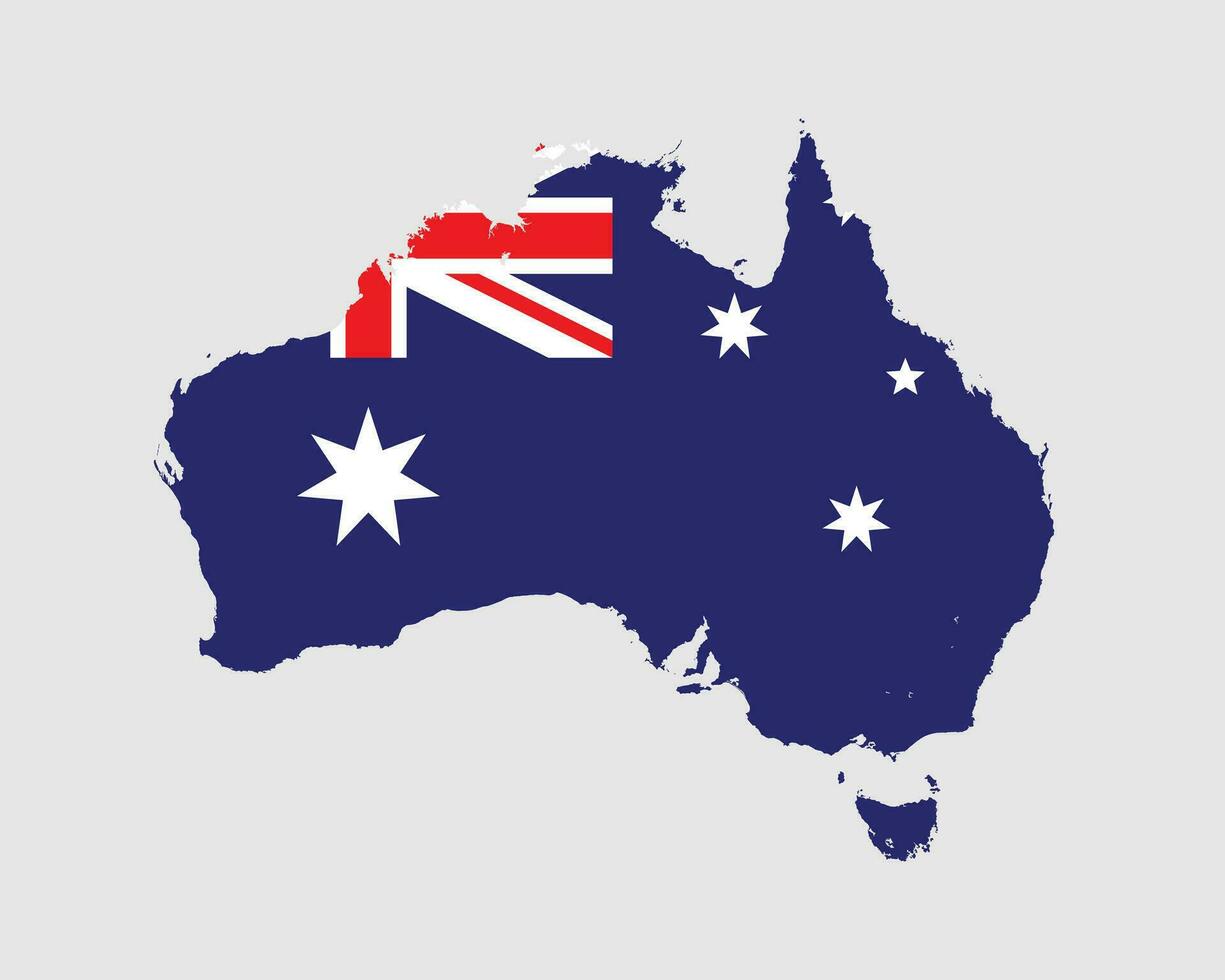 Australian Map Flag. Map of Australia with country flag of Australia. Vector illustration.