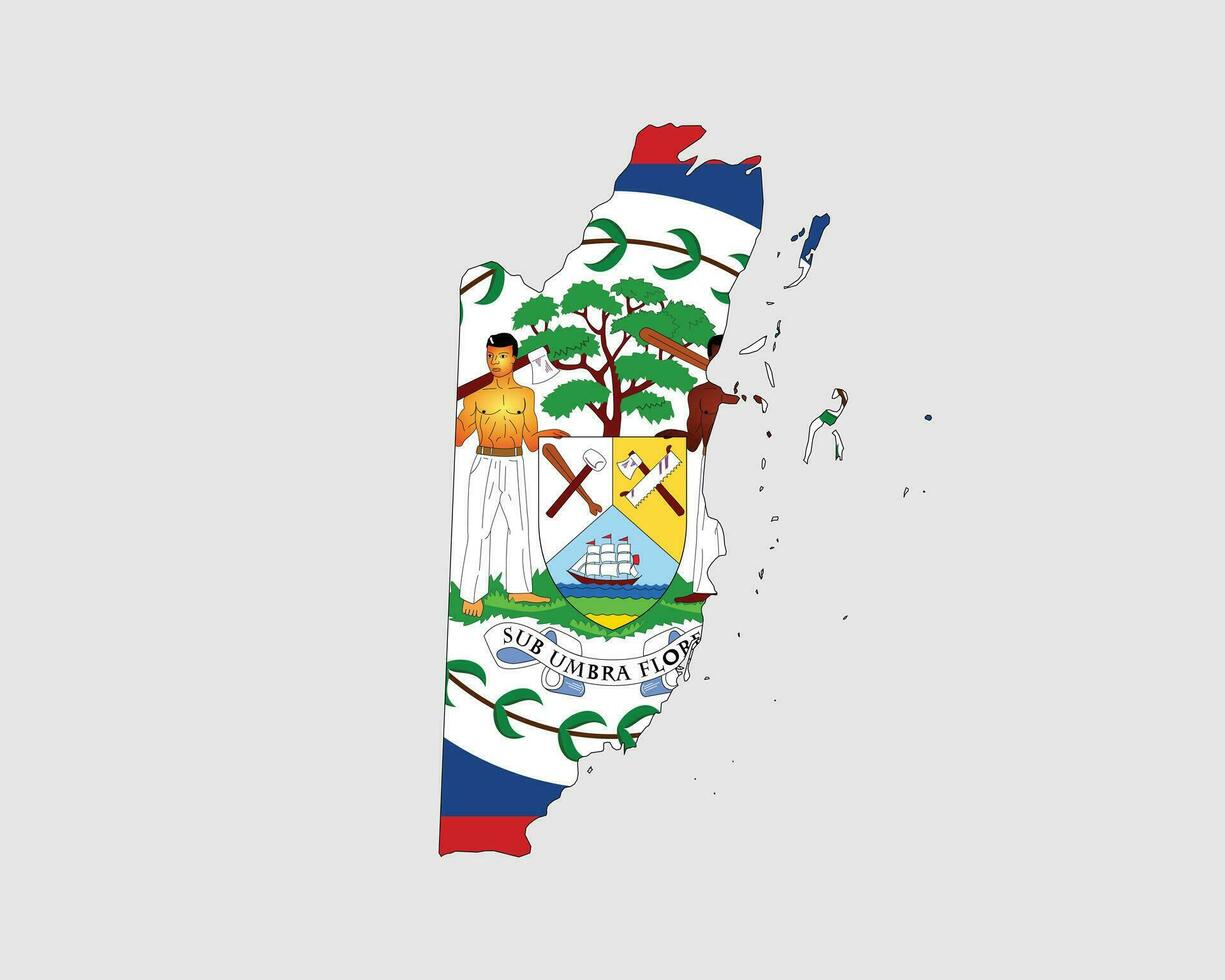 Belize Map Flag. Map of Belize with the Belizean country flag. Vector illustration.