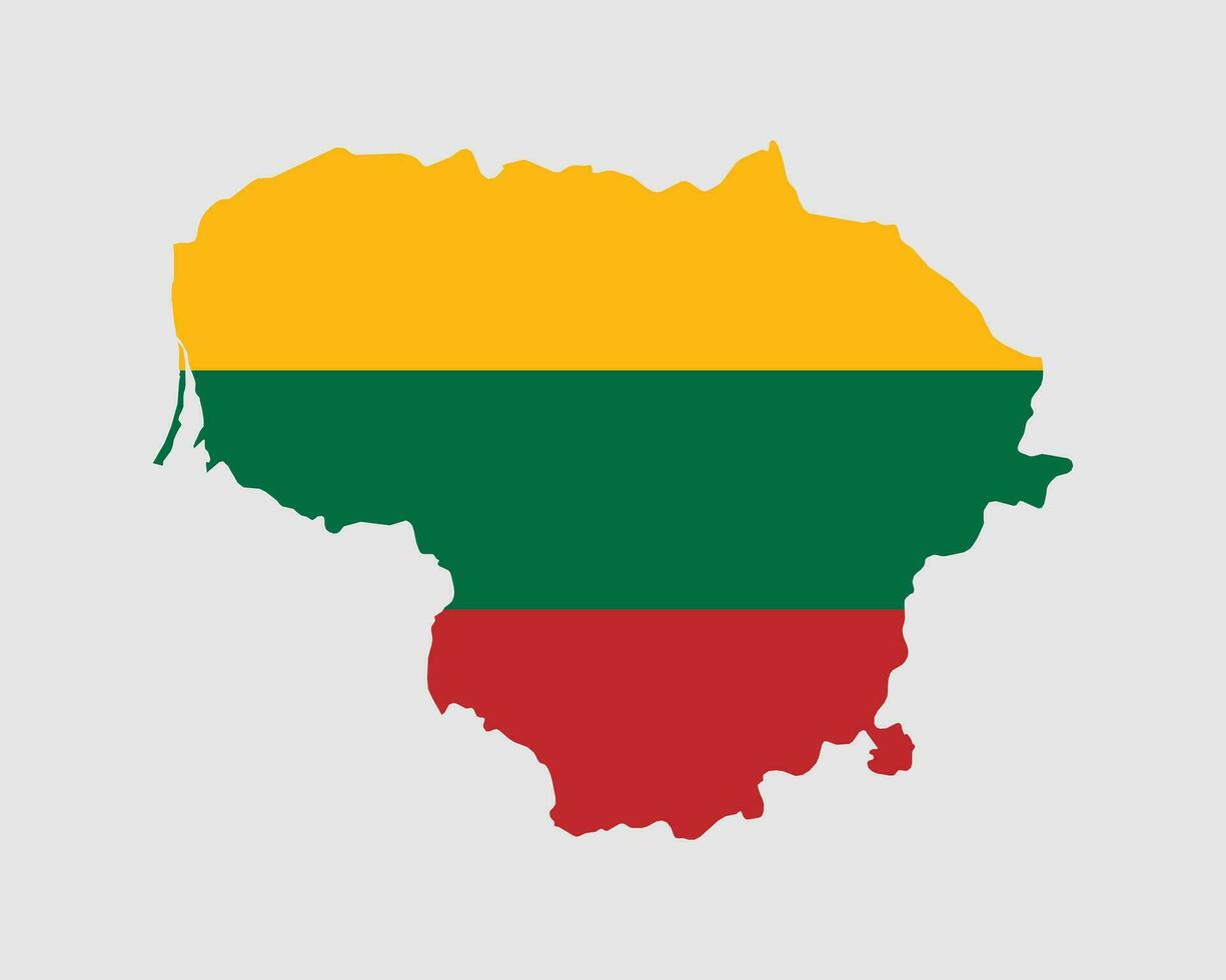 Lithuania Map Flag. Map of the Republic of Lithuania with the Lithuanian country banner. Vector Illustration.