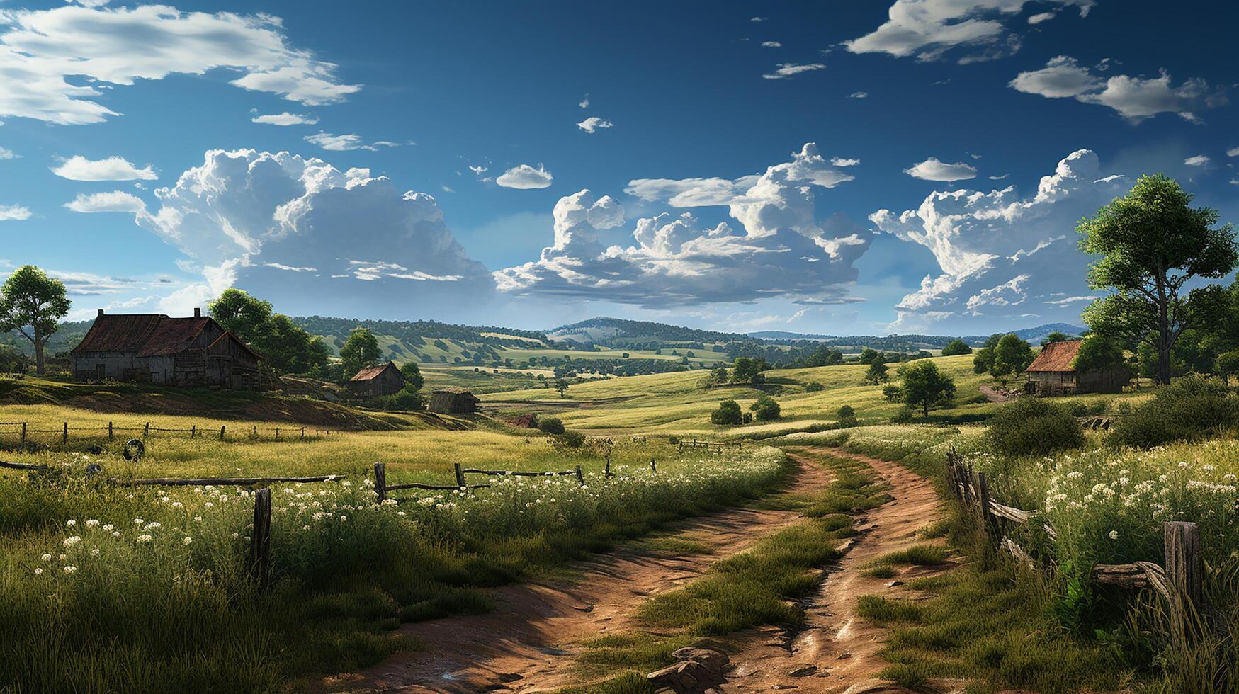farm in sub urban at afternoon, ultra realistic, smooth lighting made by photo