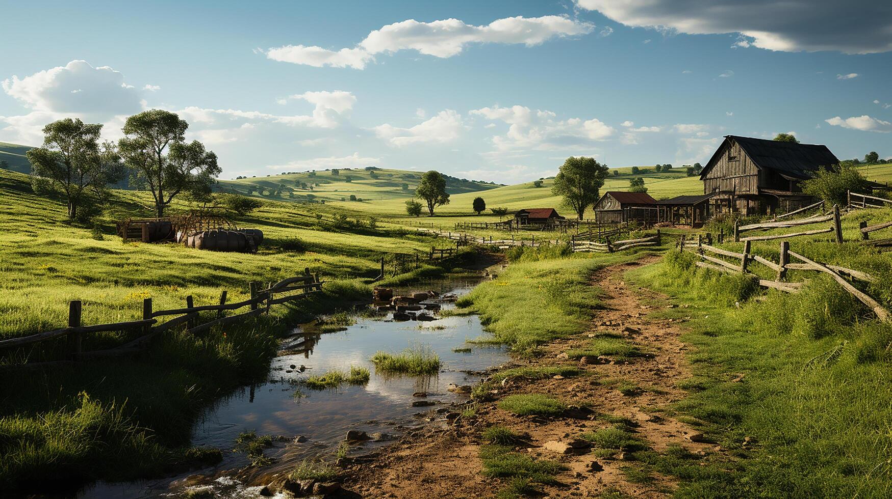 farm in sub urban at afternoon, ultra realistic, smooth lighting made by photo