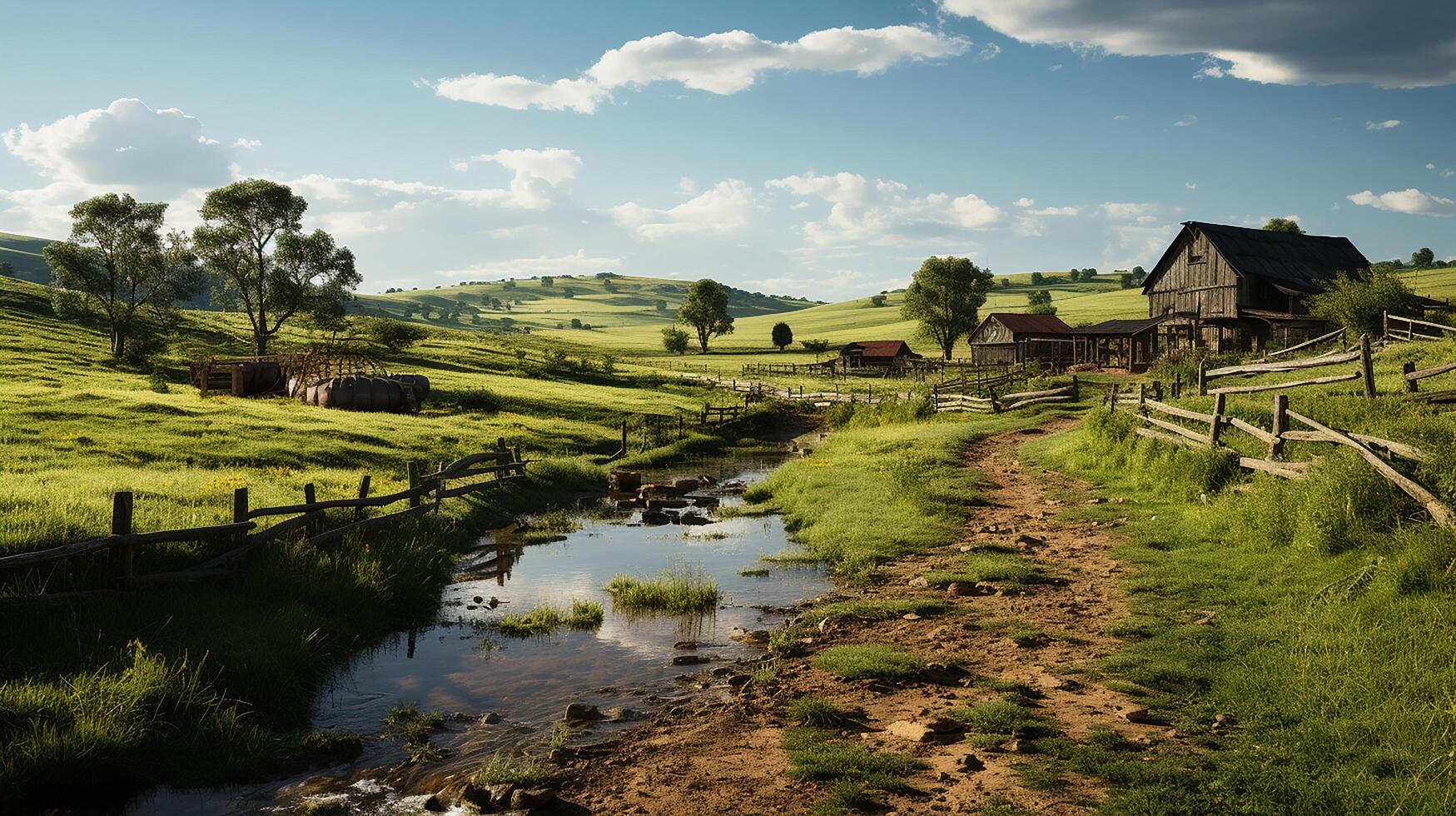 farm in sub urban at afternoon, ultra realistic, smooth lighting made by AI generative photo