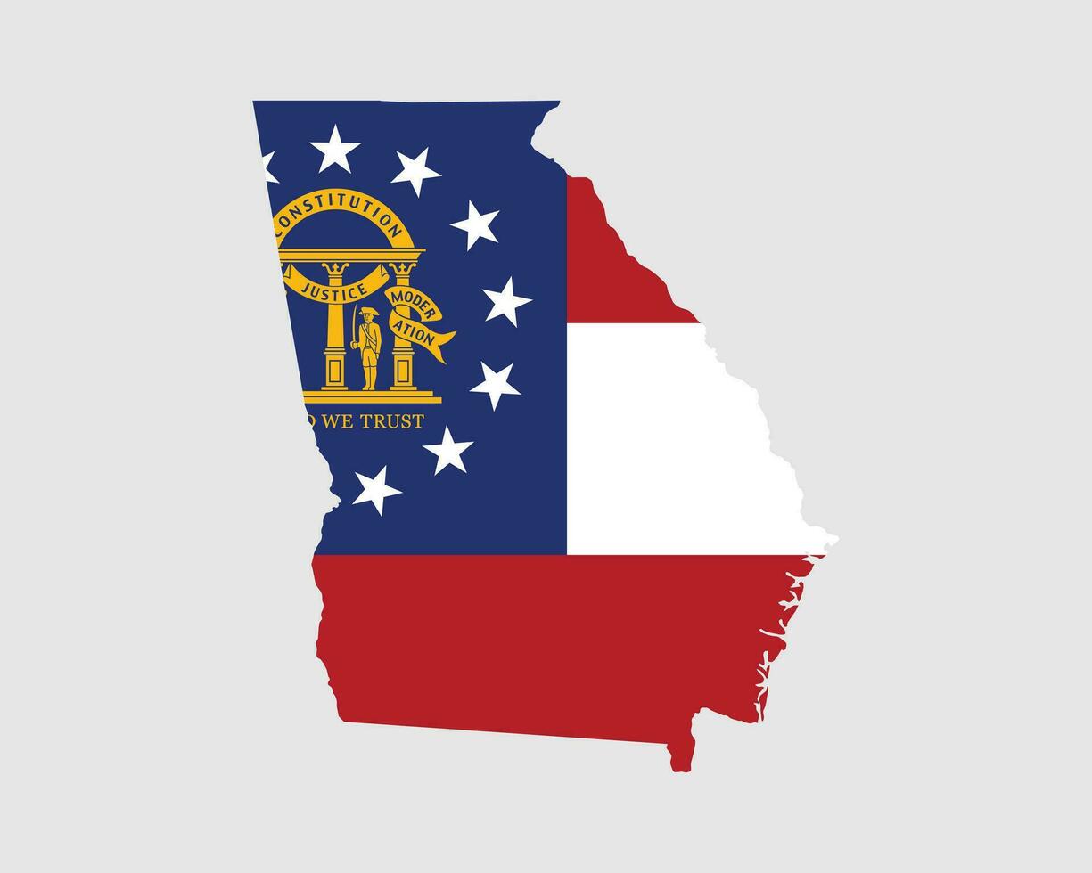 Georgia Map Flag. Map of GA, USA with the state flag. United States, America, American, United States of America, US State Banner. Vector illustration.