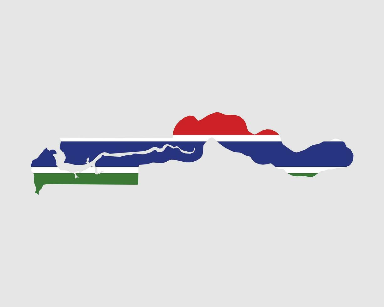 The Gambia Map Flag. Map of Republic of The Gambia with the Gambian country banner. Vector Illustration.