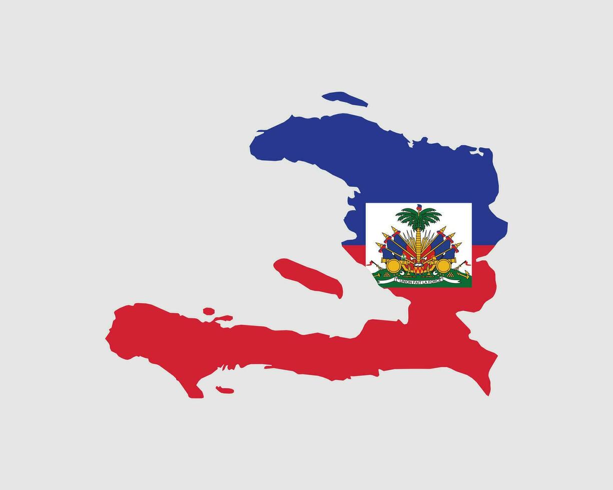 Haiti Map Flag. Map of the Republic of Haiti with the Haitian country banner. Vector Illustration.