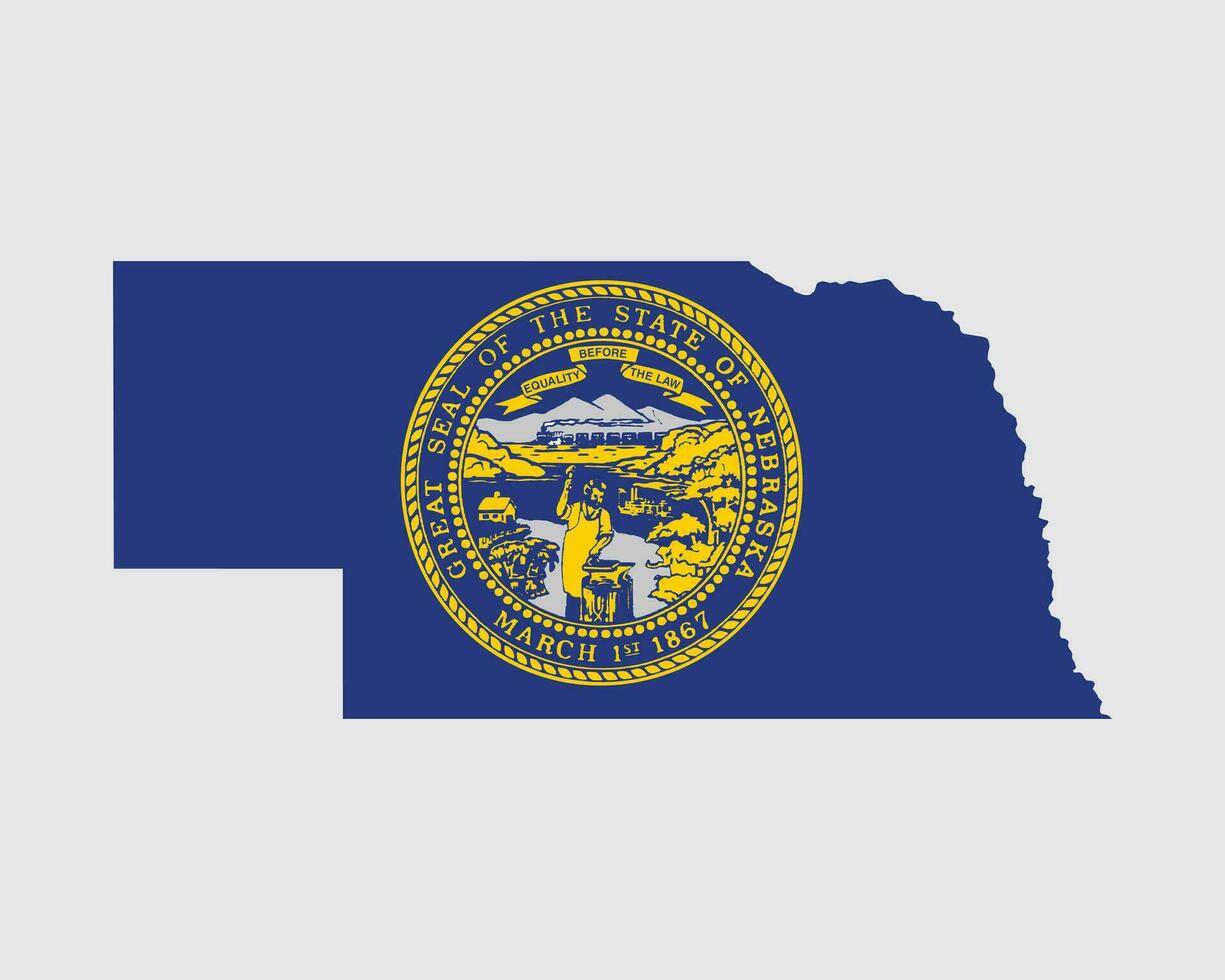 Nebraska nordeste Estados Unidos mapa bandera vector