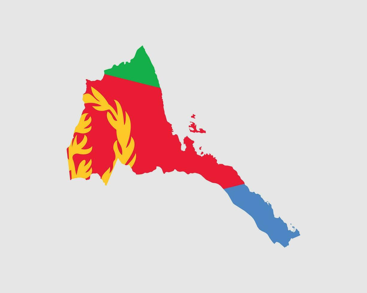 Eritrea Map Flag. Map of Eritrea with the Eritrean country banner. Vector Illustration.