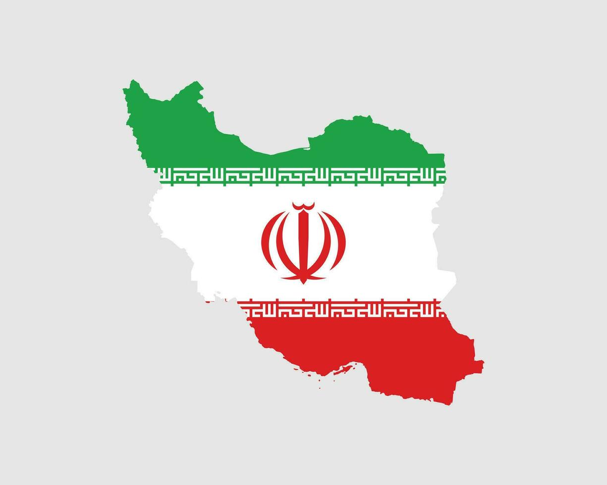 Iran Map Flag. Map of the Islamic Republic of Iran with the Iranian country banner. Vector Illustration.