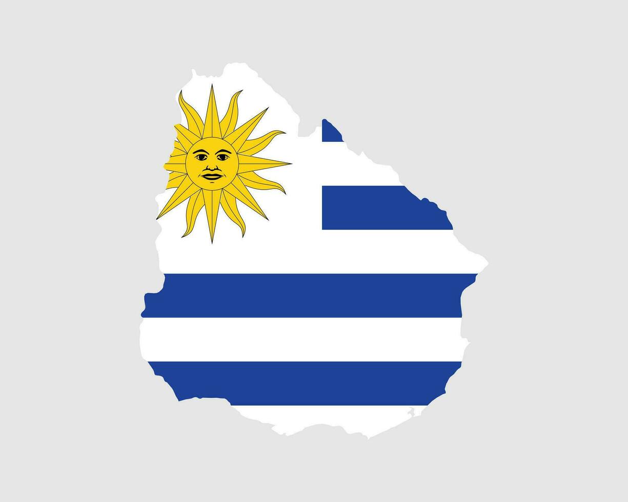 Uruguay Flag Map. Map of the Oriental Republic of Uruguay with the Uruguayan country banner. Vector Illustration.