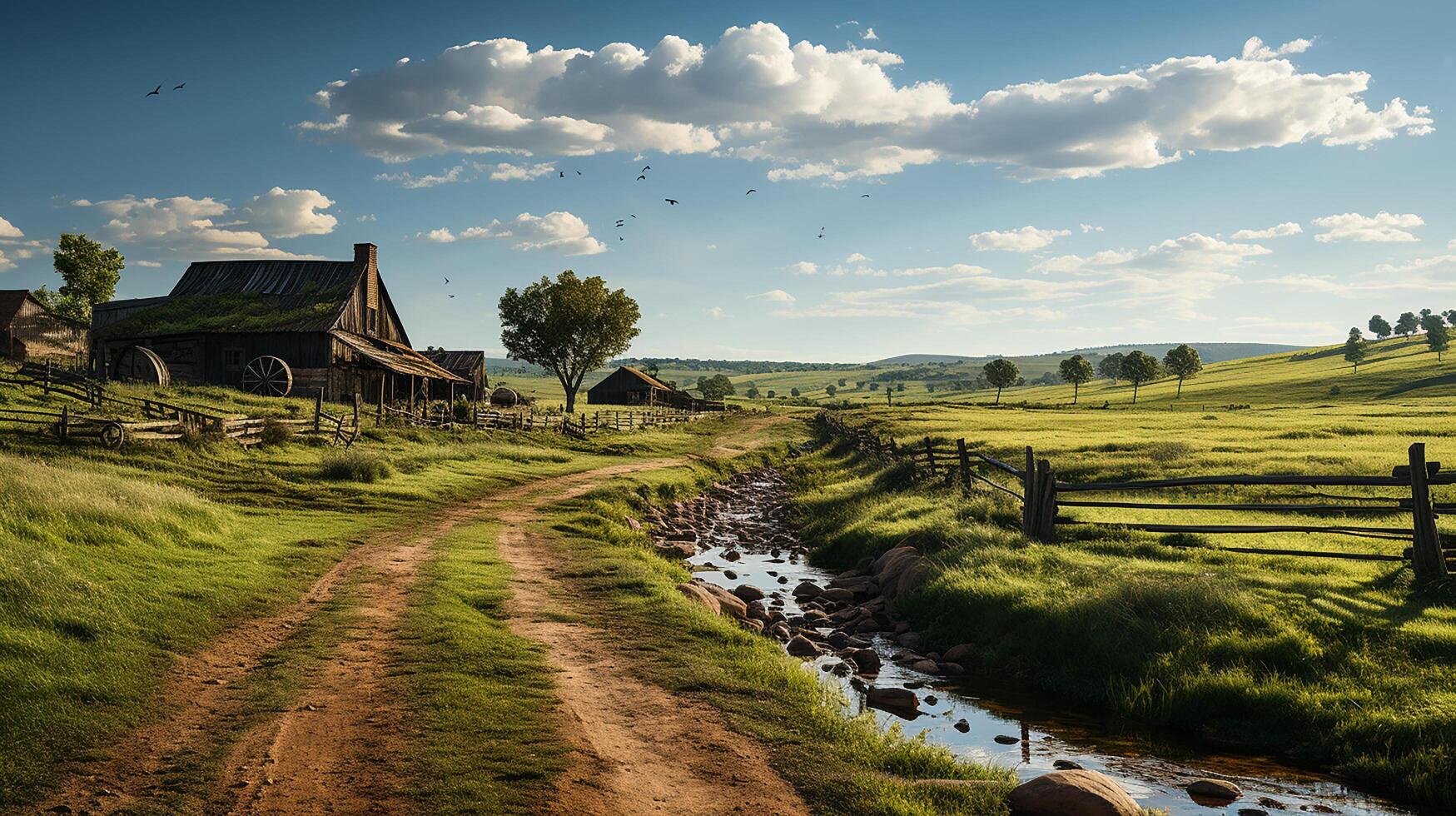 farm in sub urban at afternoon, ultra realistic, smooth lighting made by photo