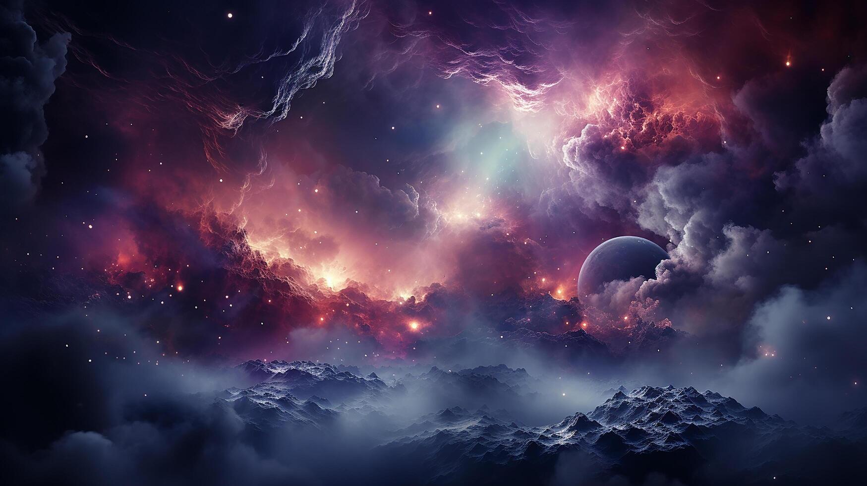 galaxy and nebula photo with purple and pink color tone, hyper realistic Made by AI generated