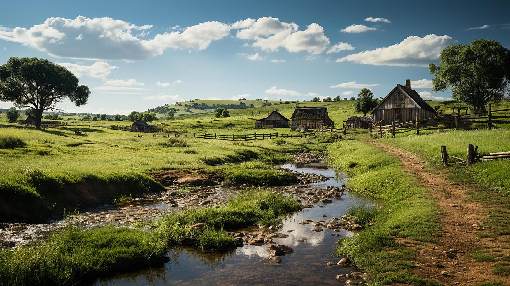 farm in sub urban at afternoon, ultra realistic, smooth lighting made by AI generative photo