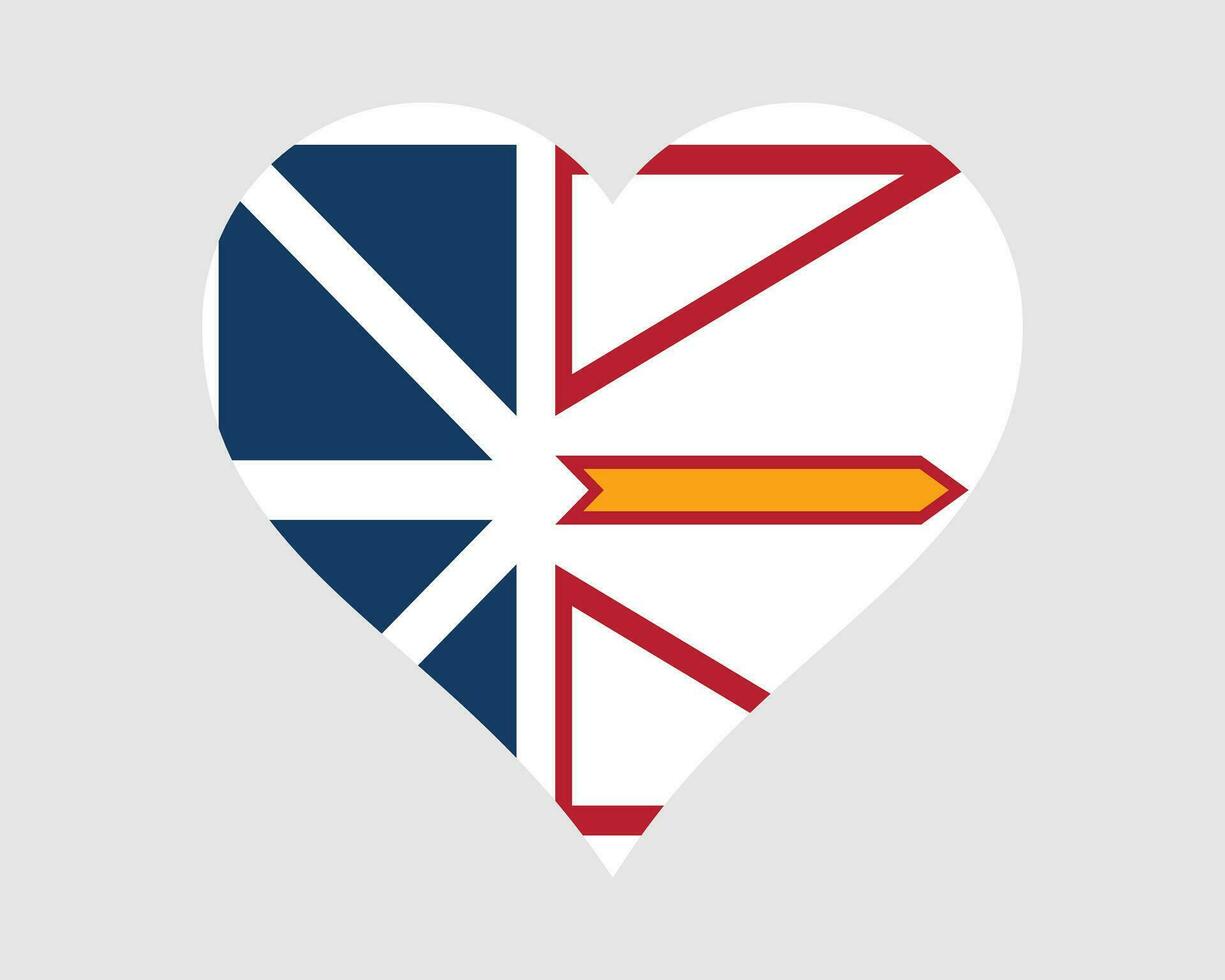 Terranova y Labrador Canadá corazón bandera. nl canadiense amor forma provincia bandera. Terranova y Labrador bandera icono firmar símbolo clipart. eps vector ilustración.