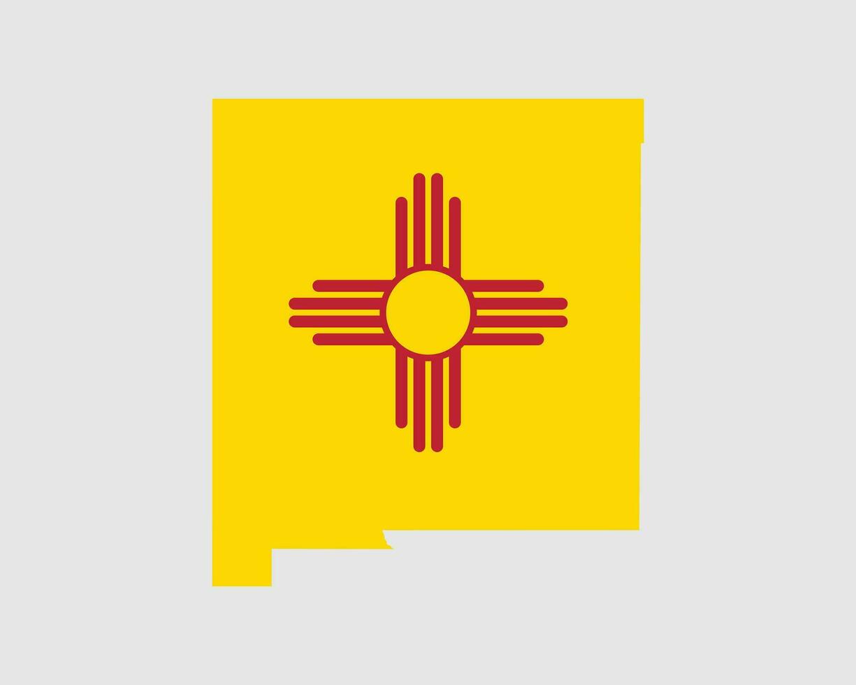 New Mexico Map Flag. Map of NM, USA with the state flag. United States, America, American, United States of America, US State Banner. Vector illustration.